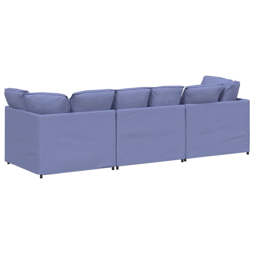 Sofá modular com almofadas tecido azul ganga