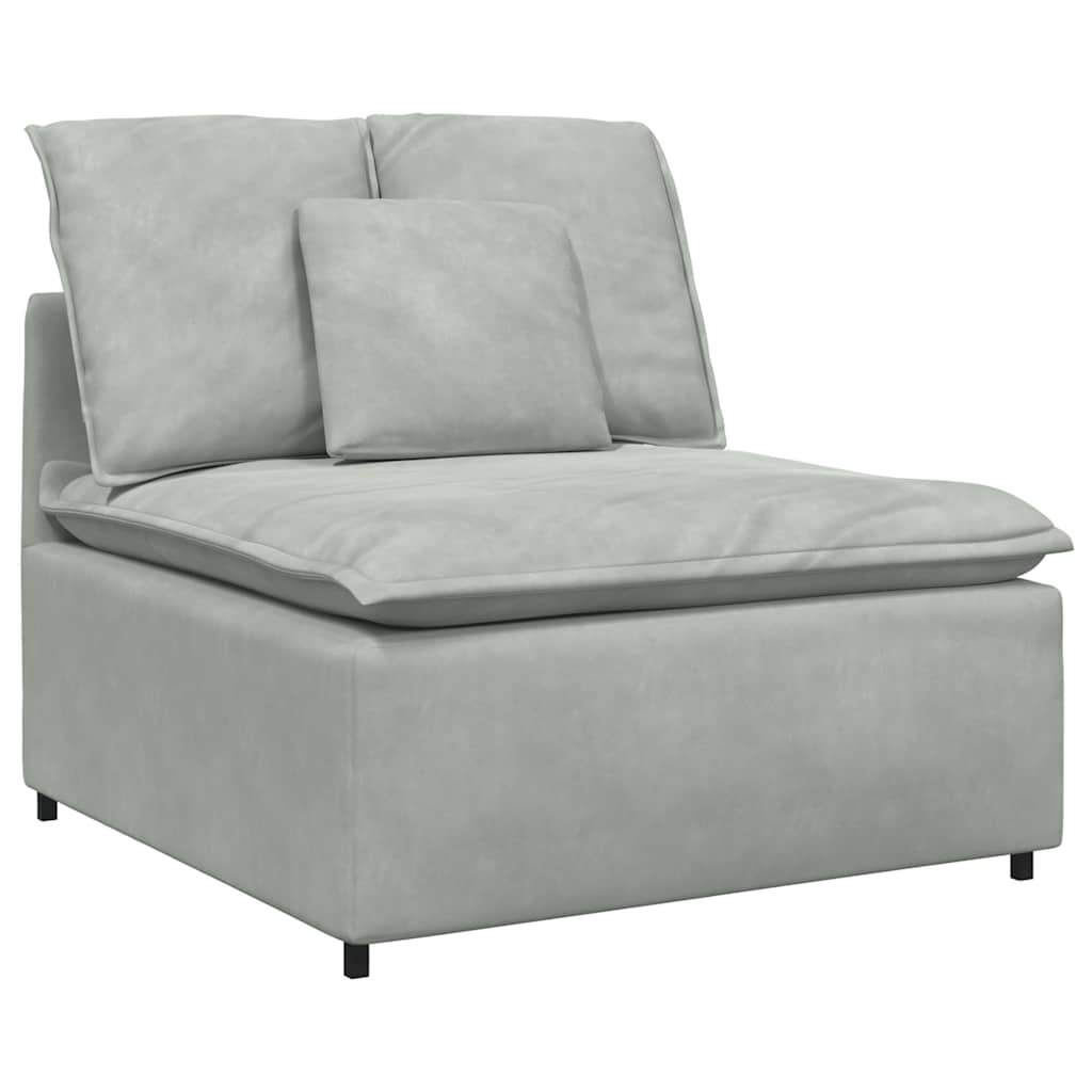 Sofá modular com almofadas veludo cinzento-claro