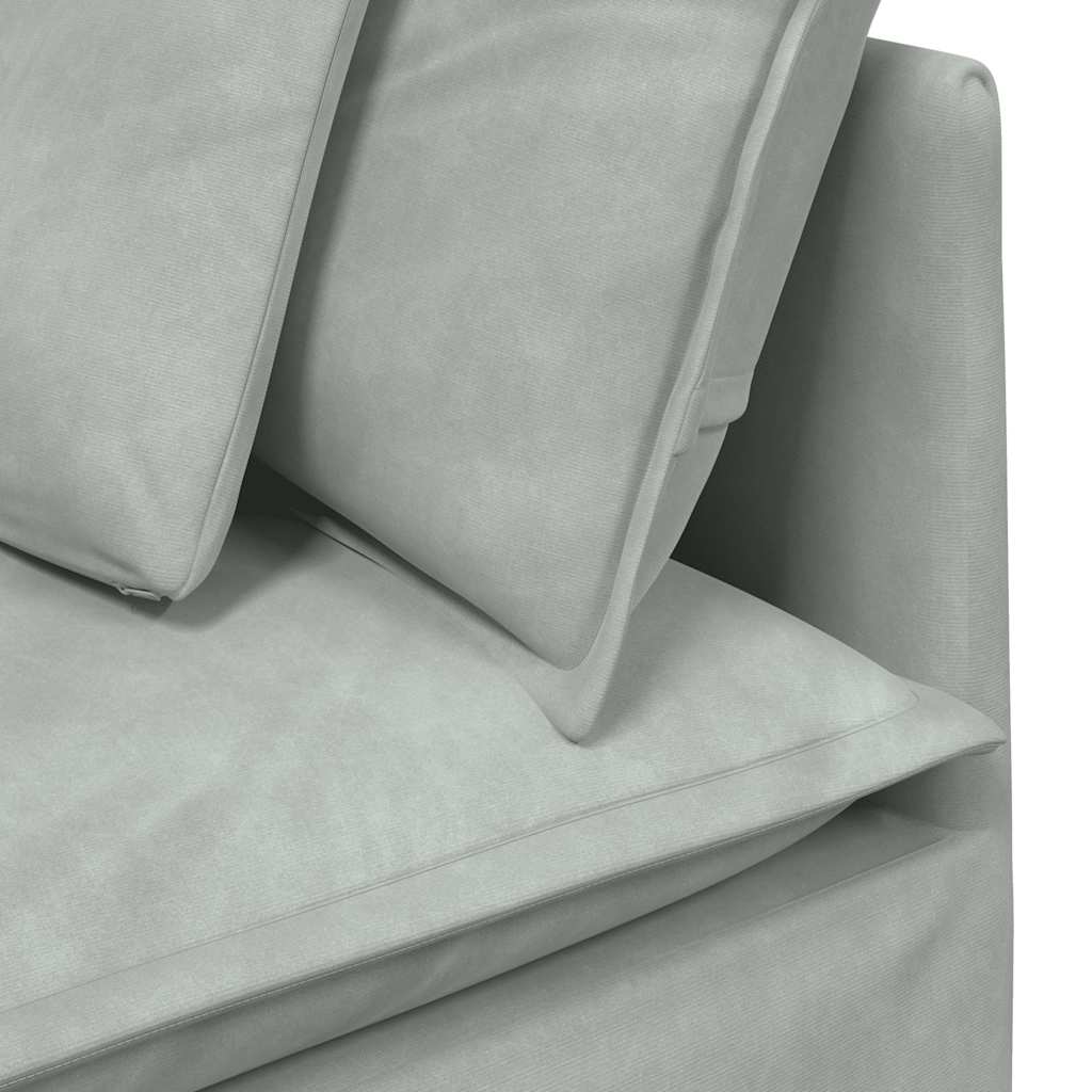 Sofá modular com almofadas veludo cinzento-claro