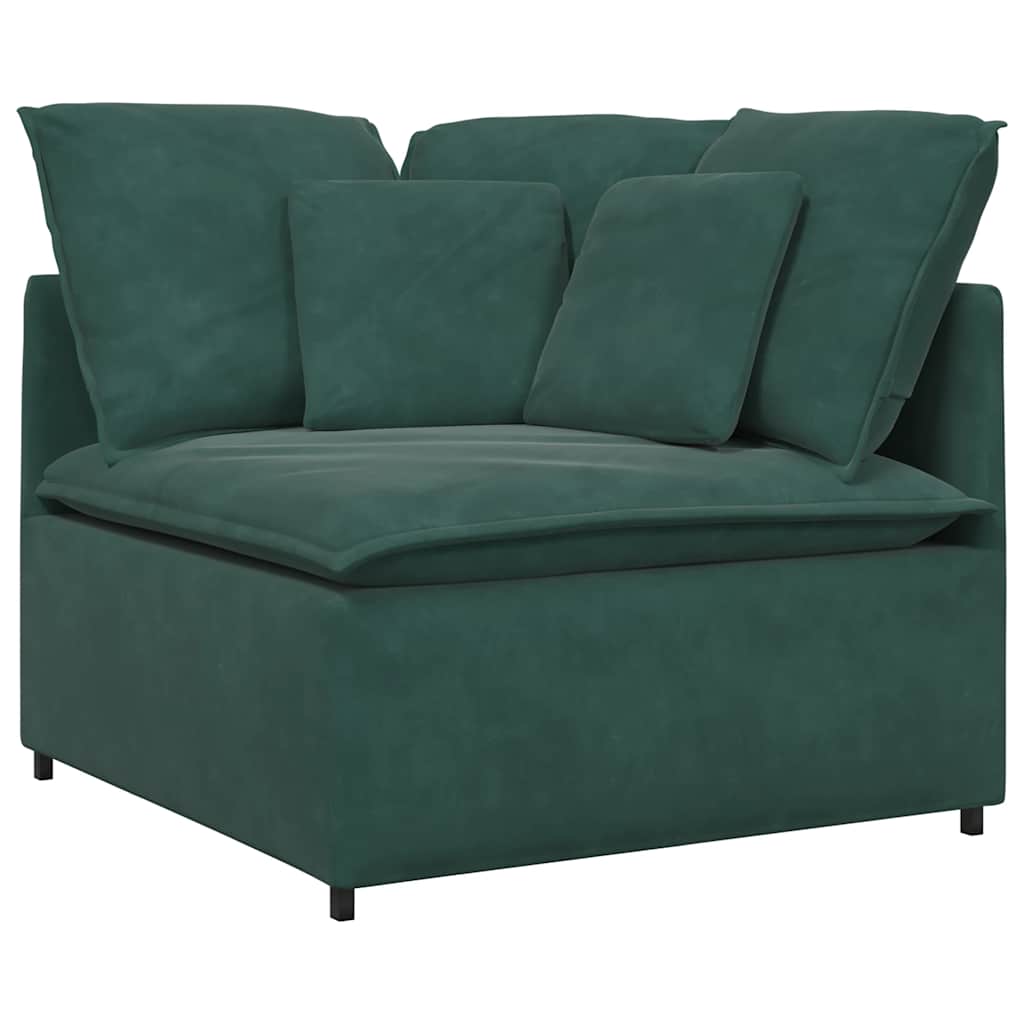 Sofá modular com almofadas veludo verde-escuro