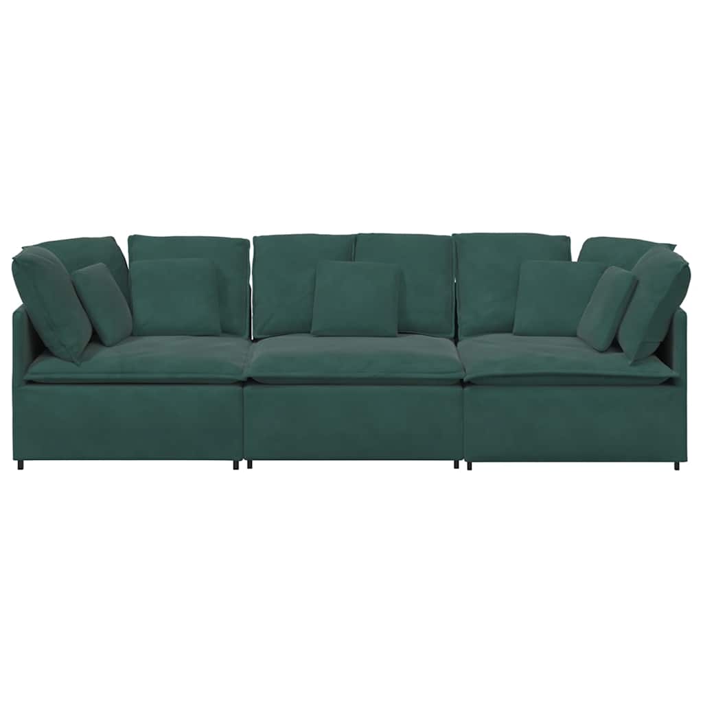 Sofá modular com almofadas veludo verde-escuro