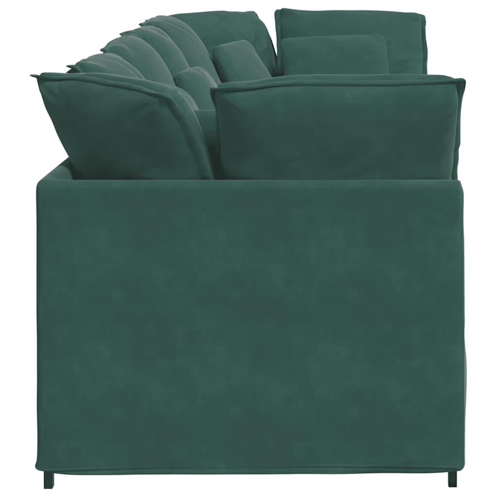 Sofá modular com almofadas veludo verde-escuro