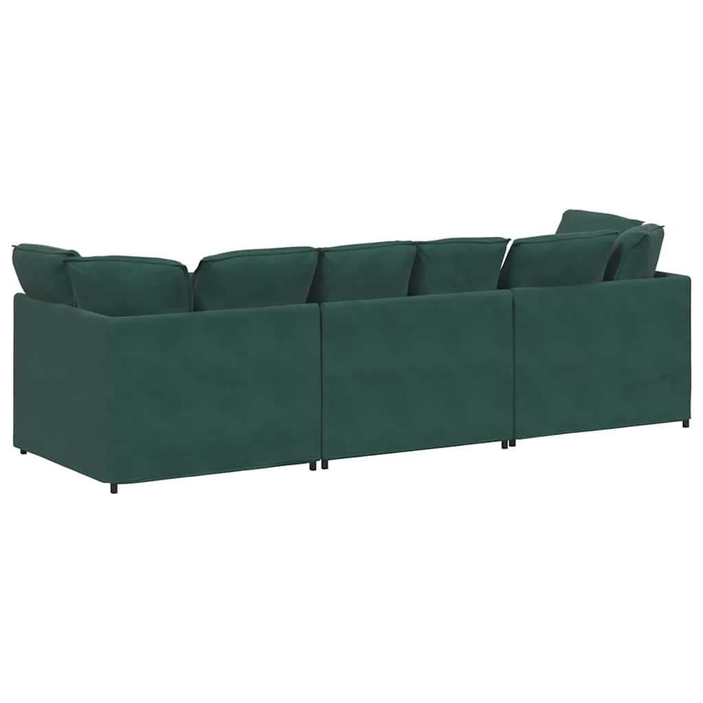 Sofá modular com almofadas veludo verde-escuro