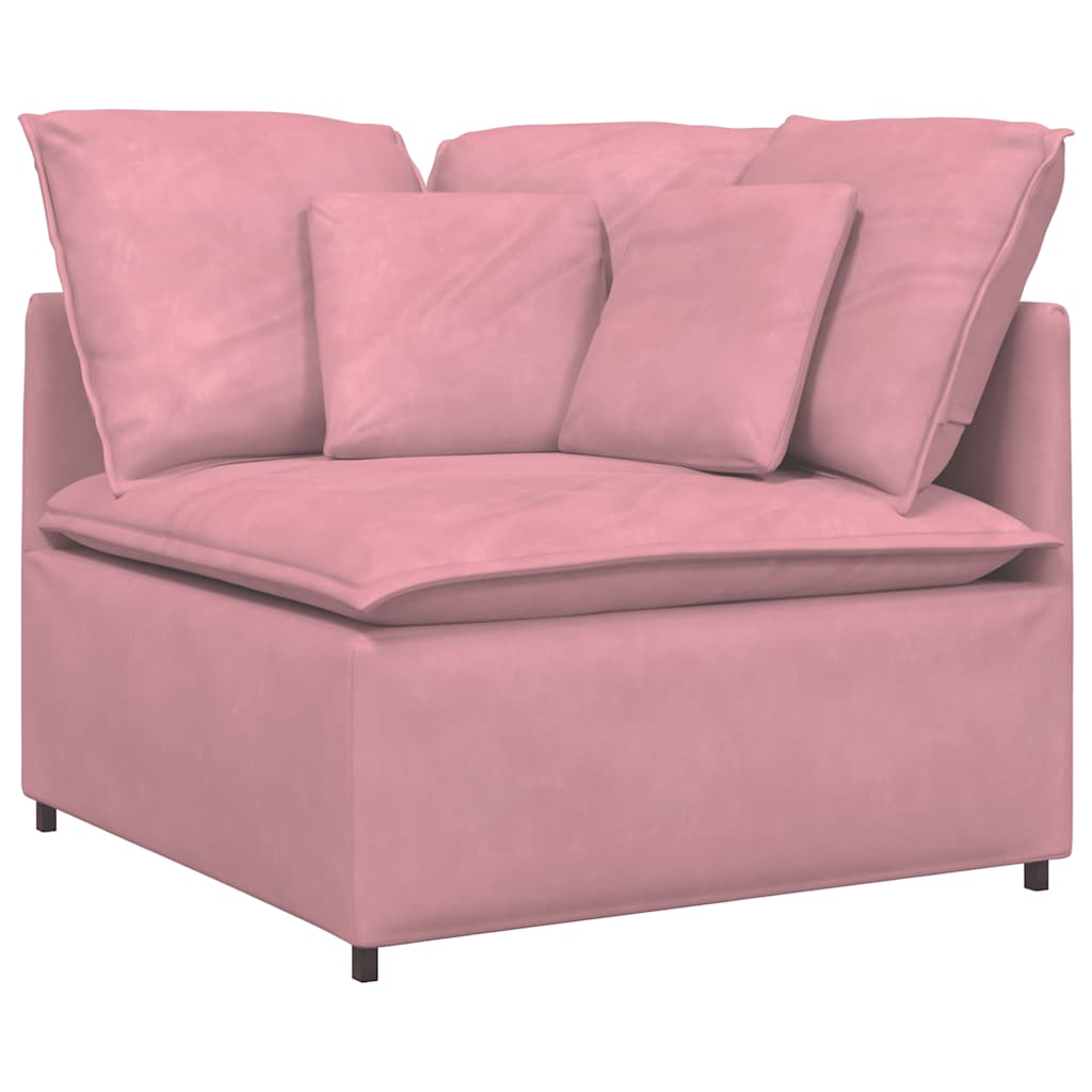 Sofá modular com almofadas veludo rosa
