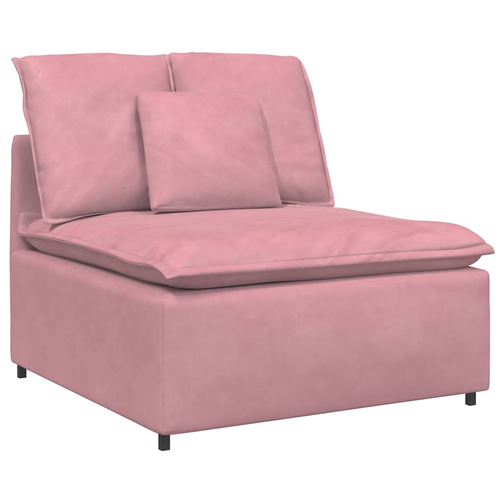 Sofá modular com almofadas veludo rosa