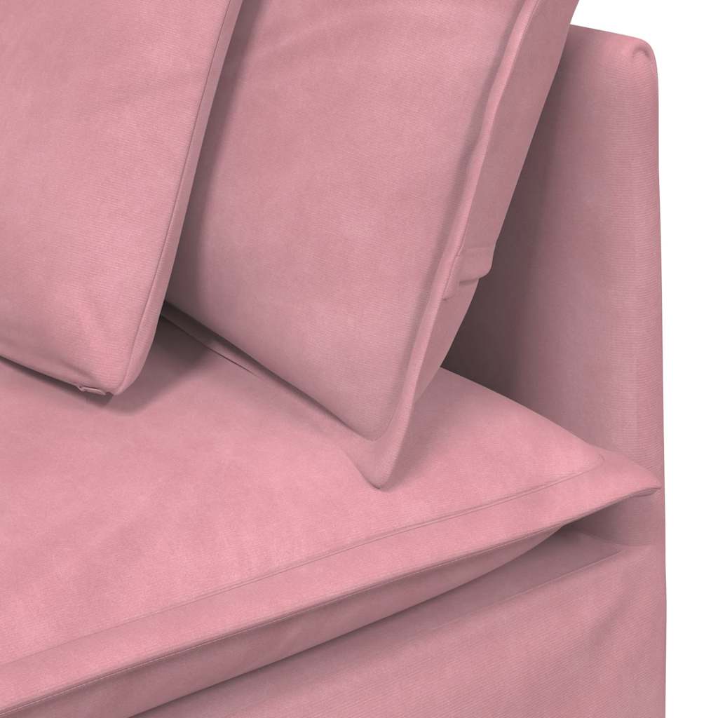 Sofá modular com almofadas veludo rosa