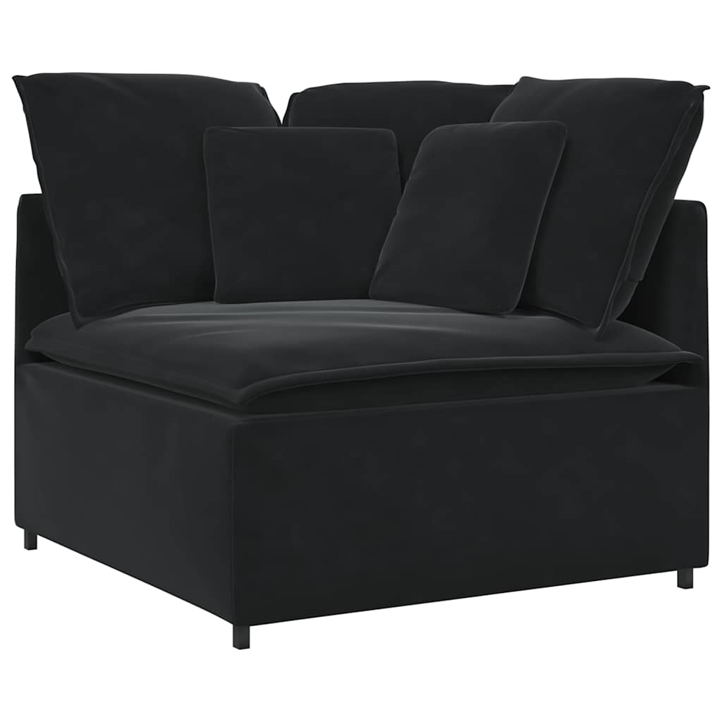 Sofá modular com almofadas veludo preto
