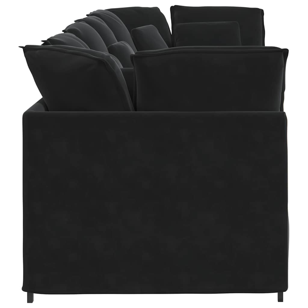 Sofá modular com almofadas veludo preto