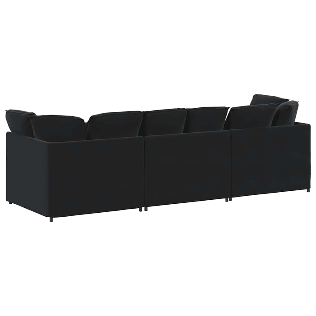 Sofá modular com almofadas veludo preto