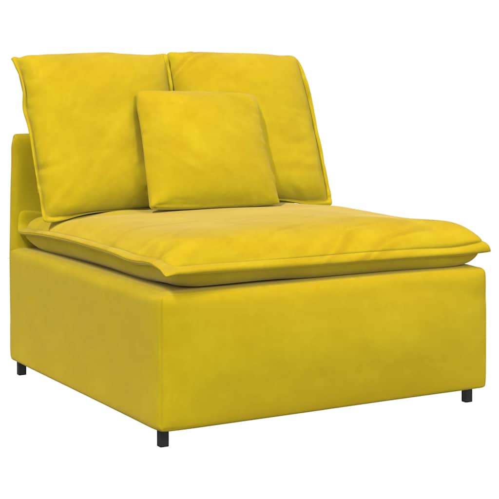 Sofá modular com almofadas veludo amarelo