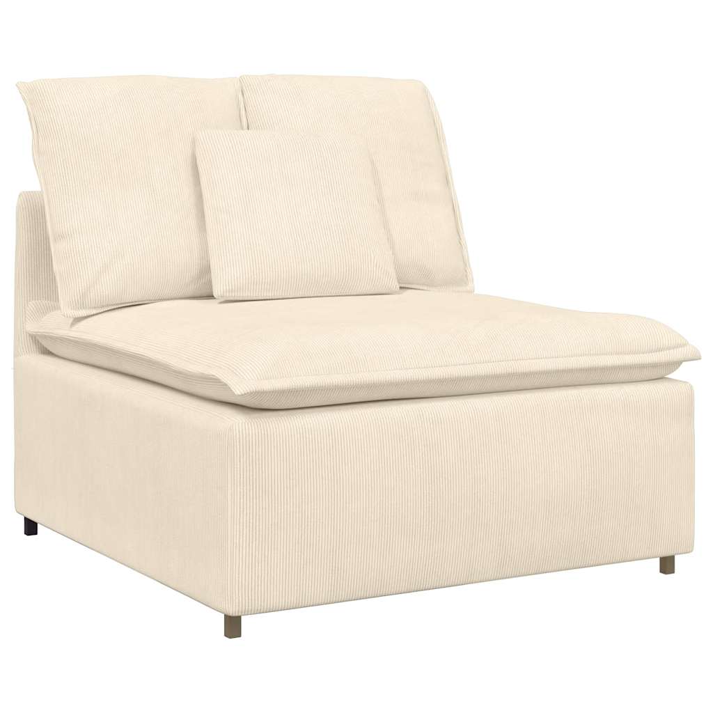 Sofá modular com almofadas tecido corduroy creme