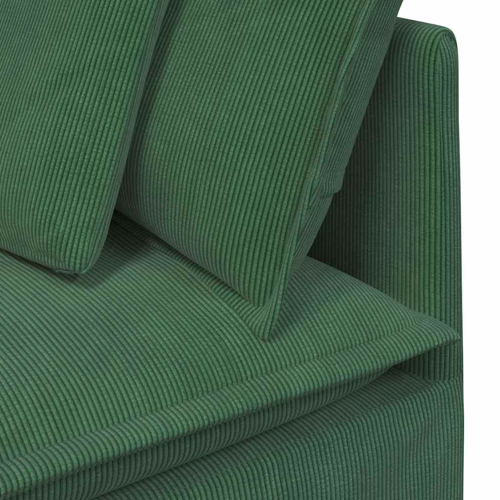 Sofá modular com almofadas tecido corduroy verde escuro