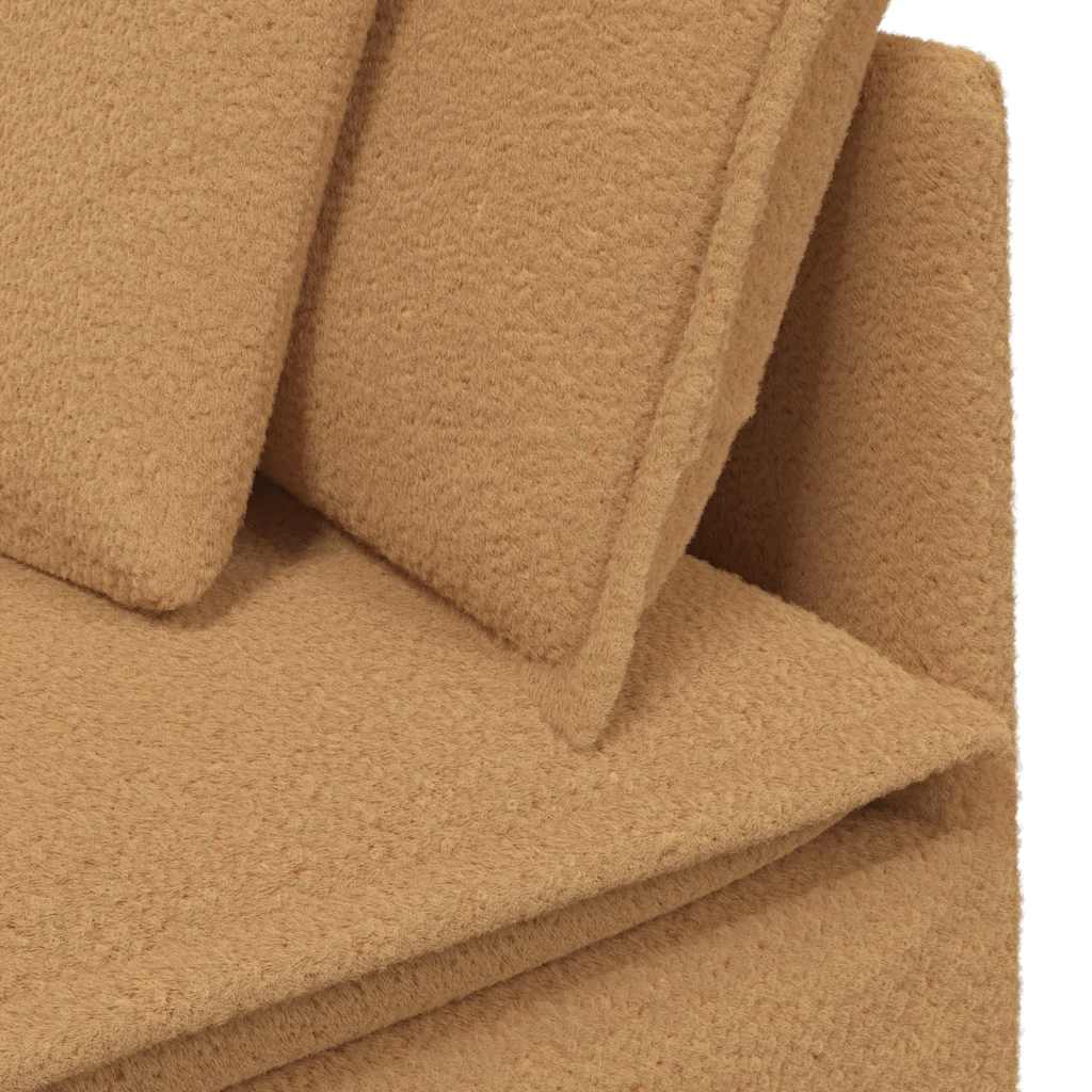 Sofá modular com almofadas tecido tipo lã encaracolado bege