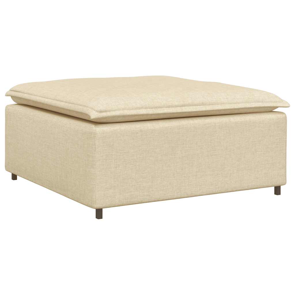 Sofá modular com pufes e almofadas tecido creme