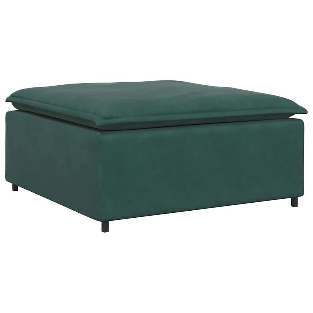 Sofá modular com pufes e almofadas veludo verde-escuro