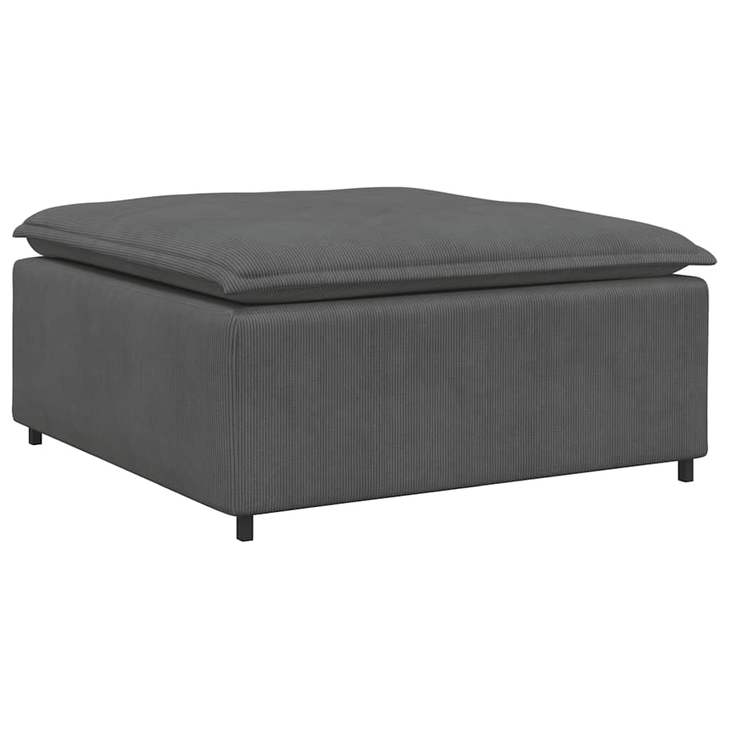 Sofá modular c/ pufes almofadas tecido corduroy cinzento-escuro