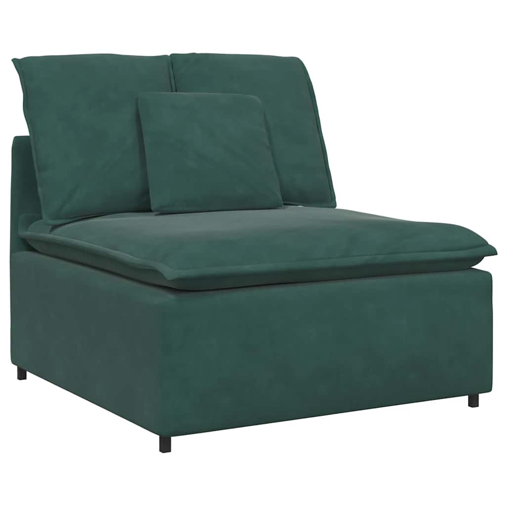 Sofá modular com almofadas veludo verde-escuro