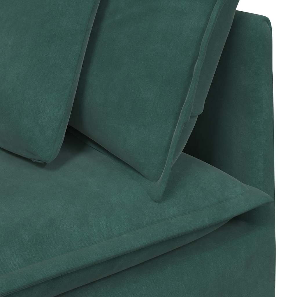 Sofá modular com almofadas veludo verde-escuro