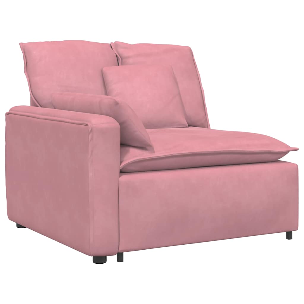 Sofá modular com almofadas veludo rosa