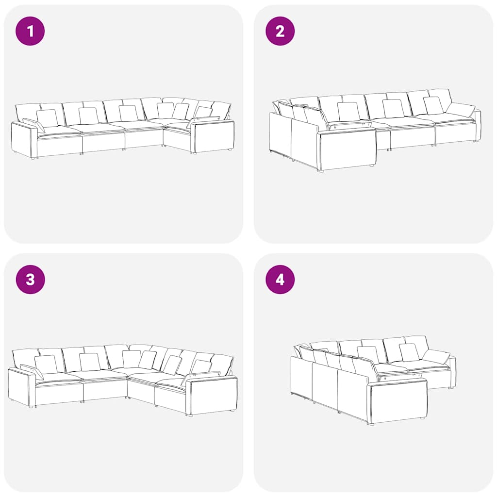 Sofá modular com almofadas veludo rosa