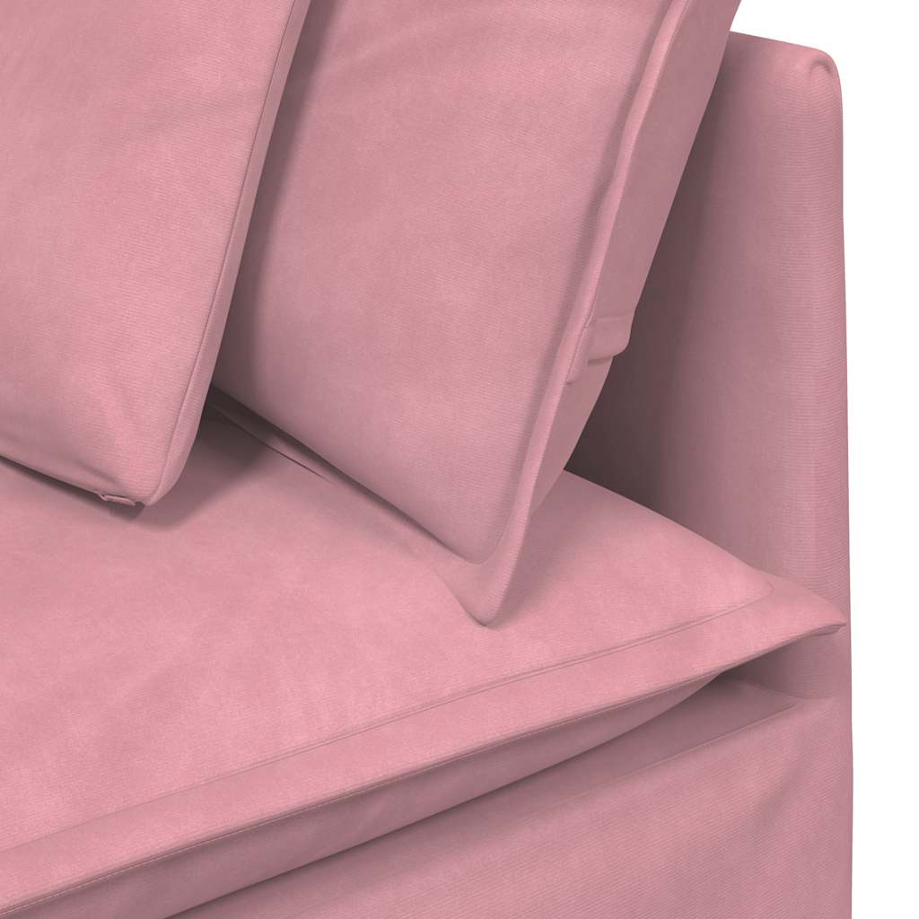 Sofá modular com almofadas veludo rosa