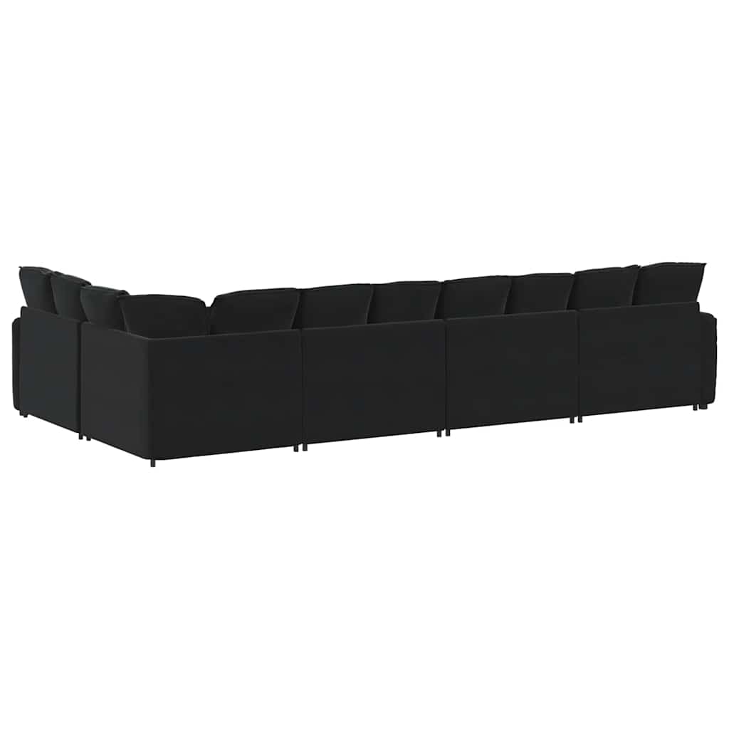Sofá modular com almofadas veludo preto