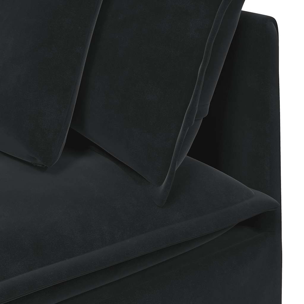 Sofá modular com almofadas veludo preto