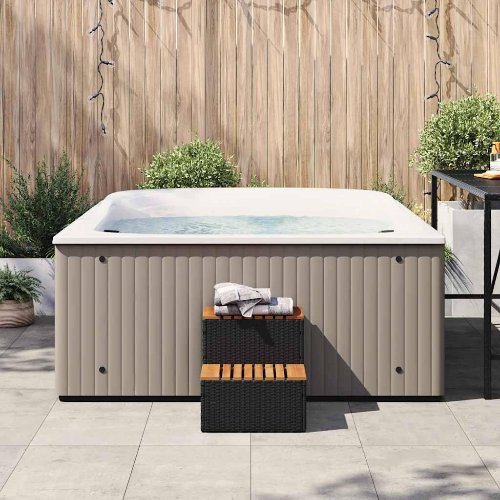 Step for hydromassage 50x50x50.5 cm PE and solid acacia black