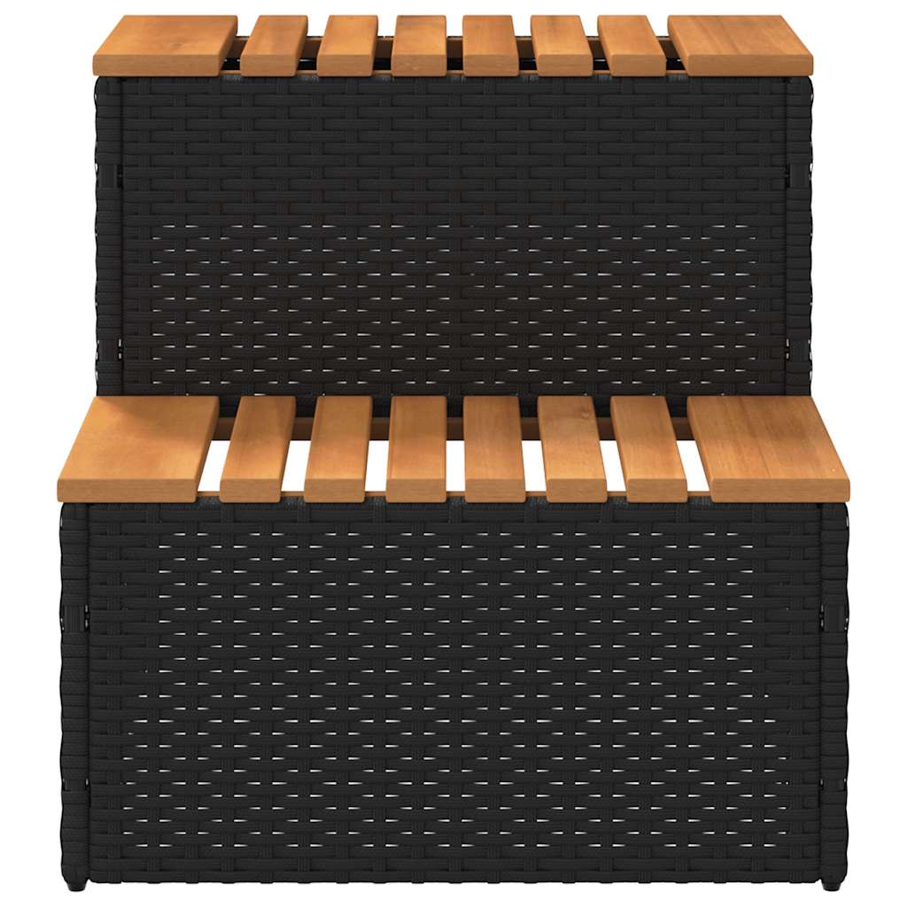 Step for hydromassage 50x50x50.5 cm PE and solid acacia black