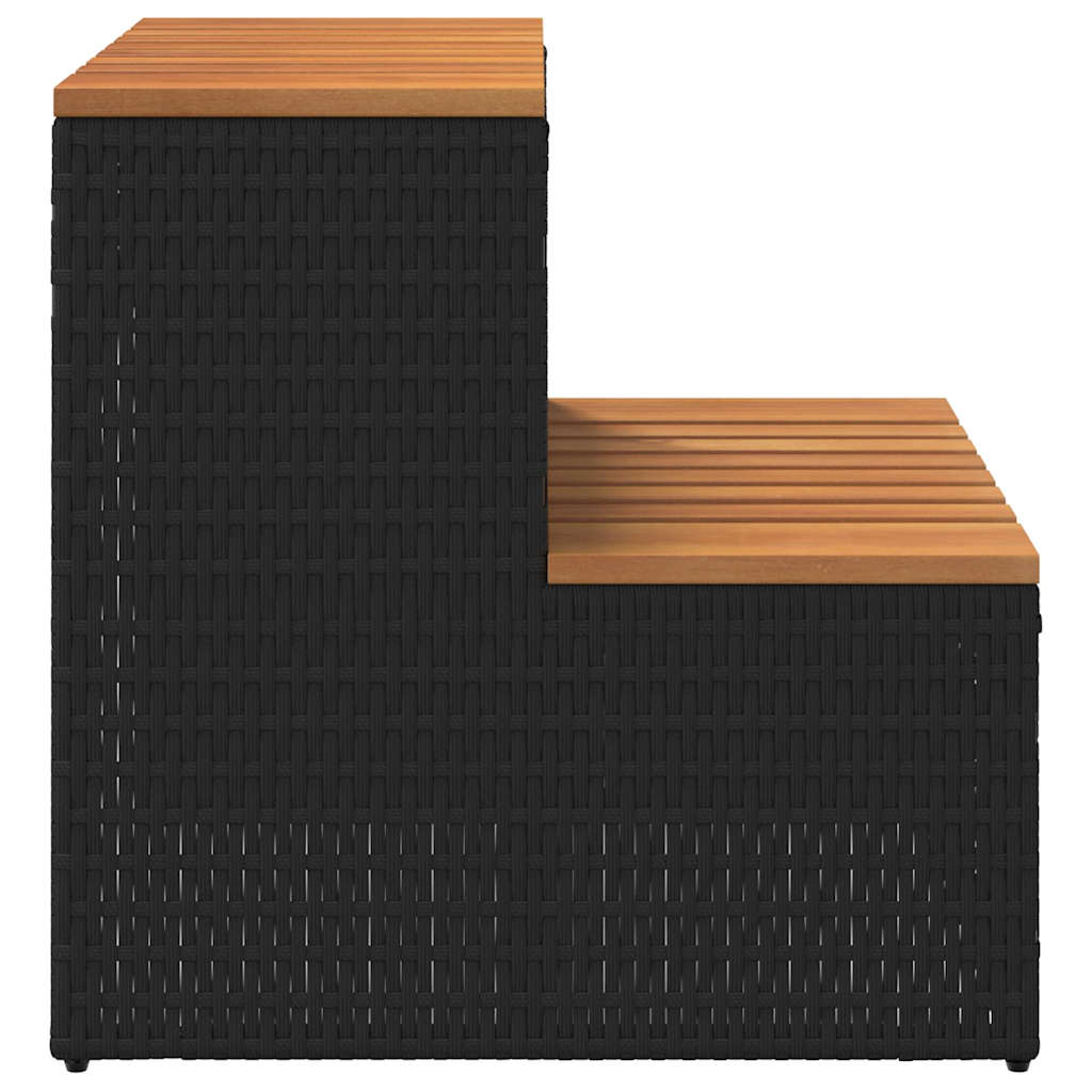 Step for hydromassage 50x50x50.5 cm PE and solid acacia black