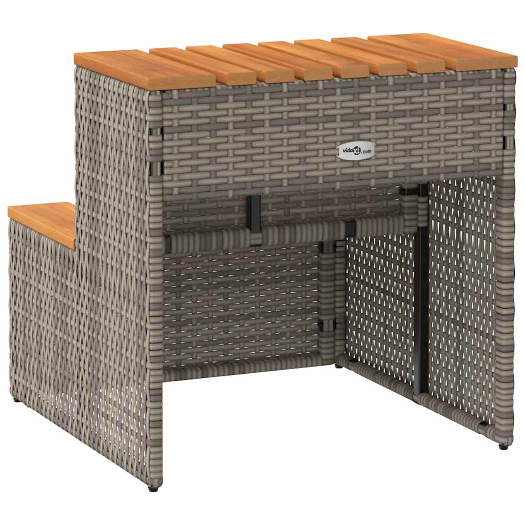 Degrau p/ hidromassagem 50x50x50,5 cm PE e acácia maciça cinza
