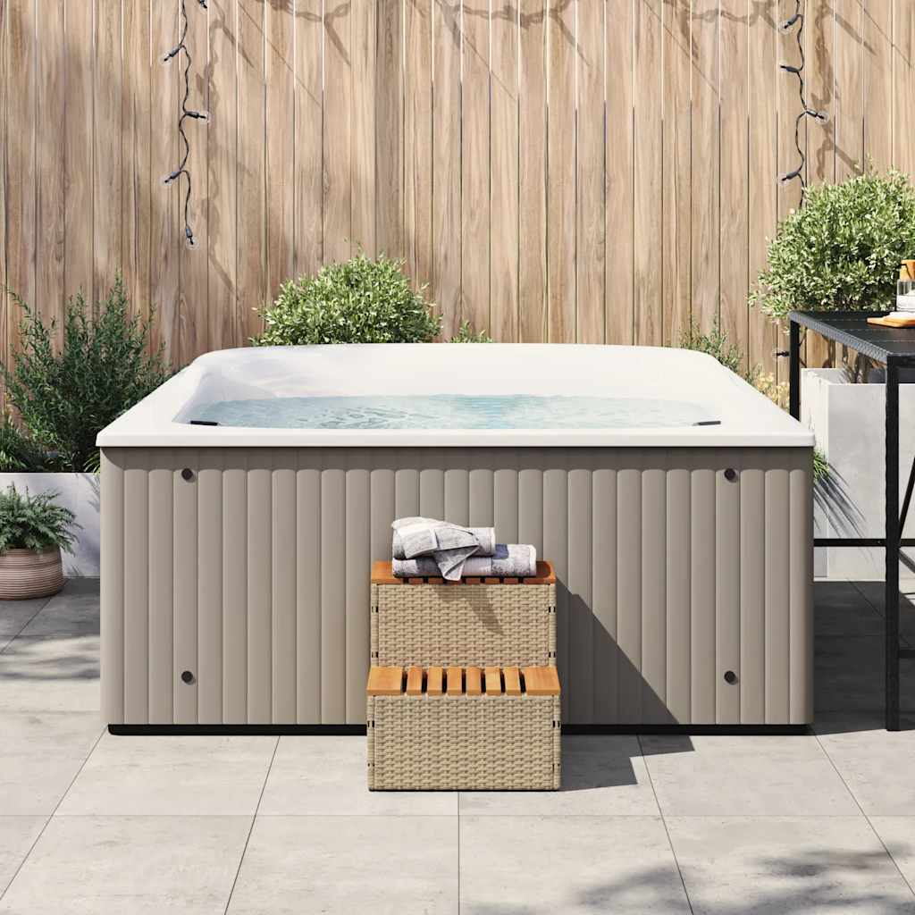 Step for hydromassage 50x50x50.5 cm PE and solid acacia beige