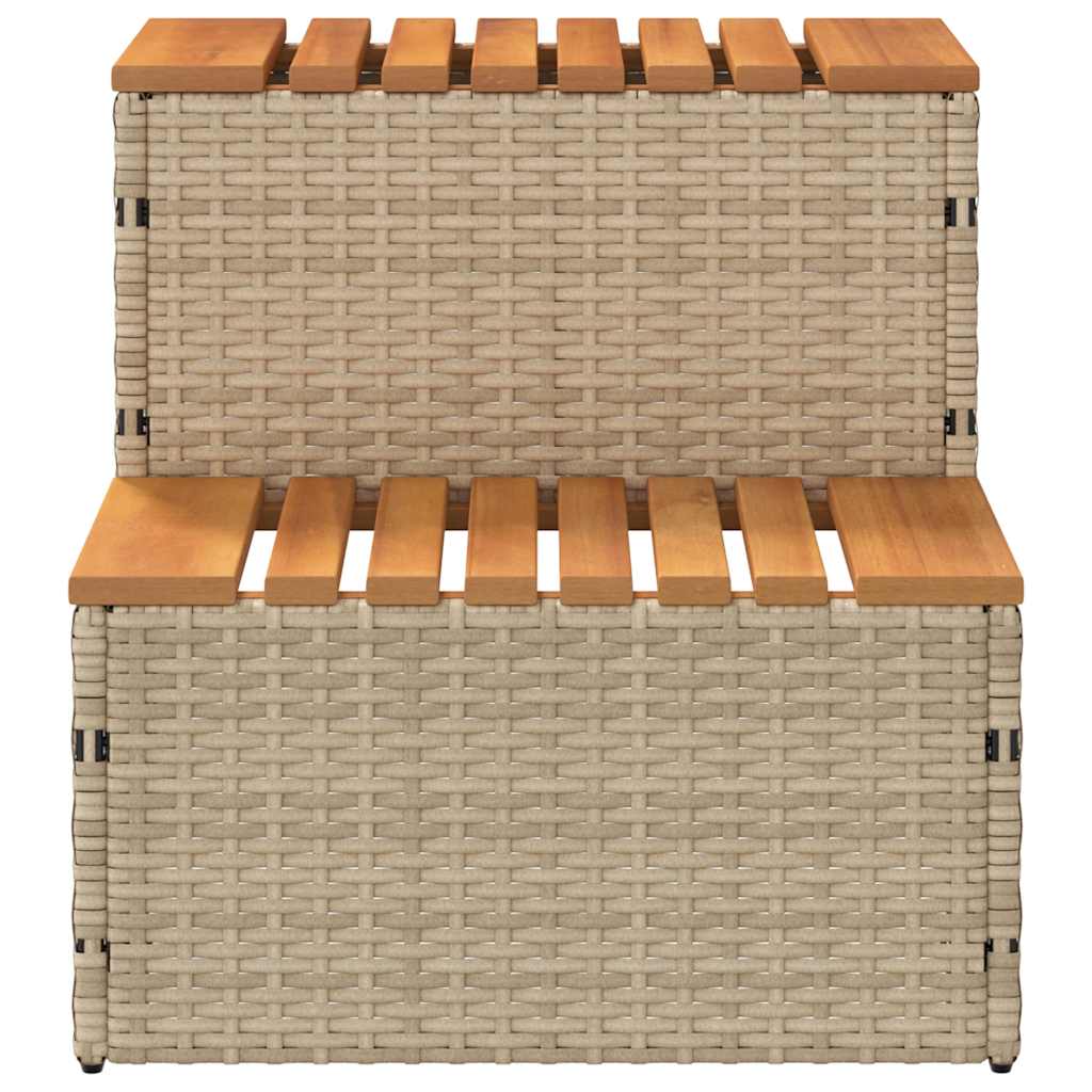 Step for hydromassage 50x50x50.5 cm PE and solid acacia beige