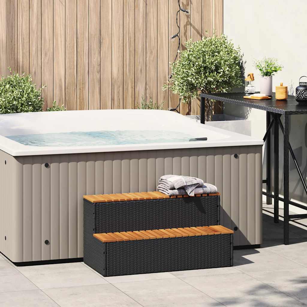 Step for hydromassage 100x50x50.5 cm PE and solid acacia black