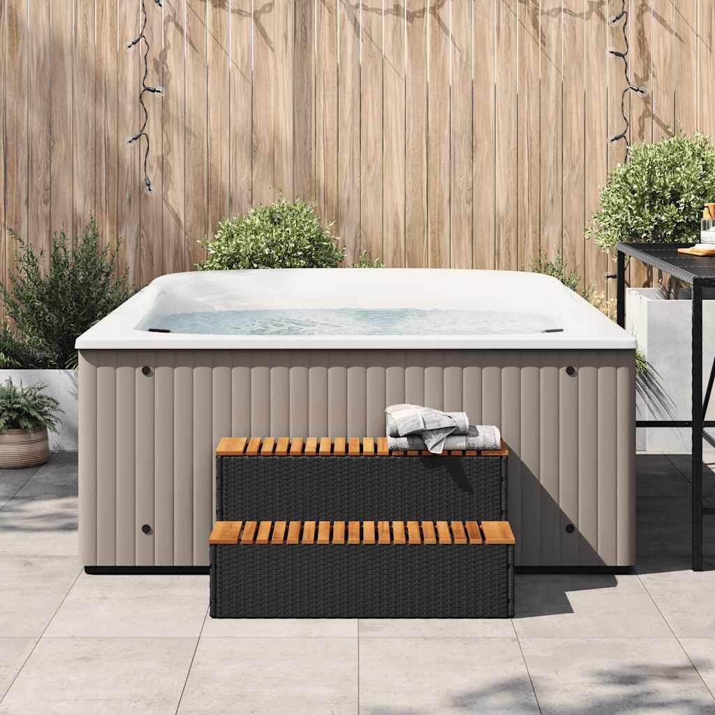Step for hydromassage 100x50x50.5 cm PE and solid acacia black