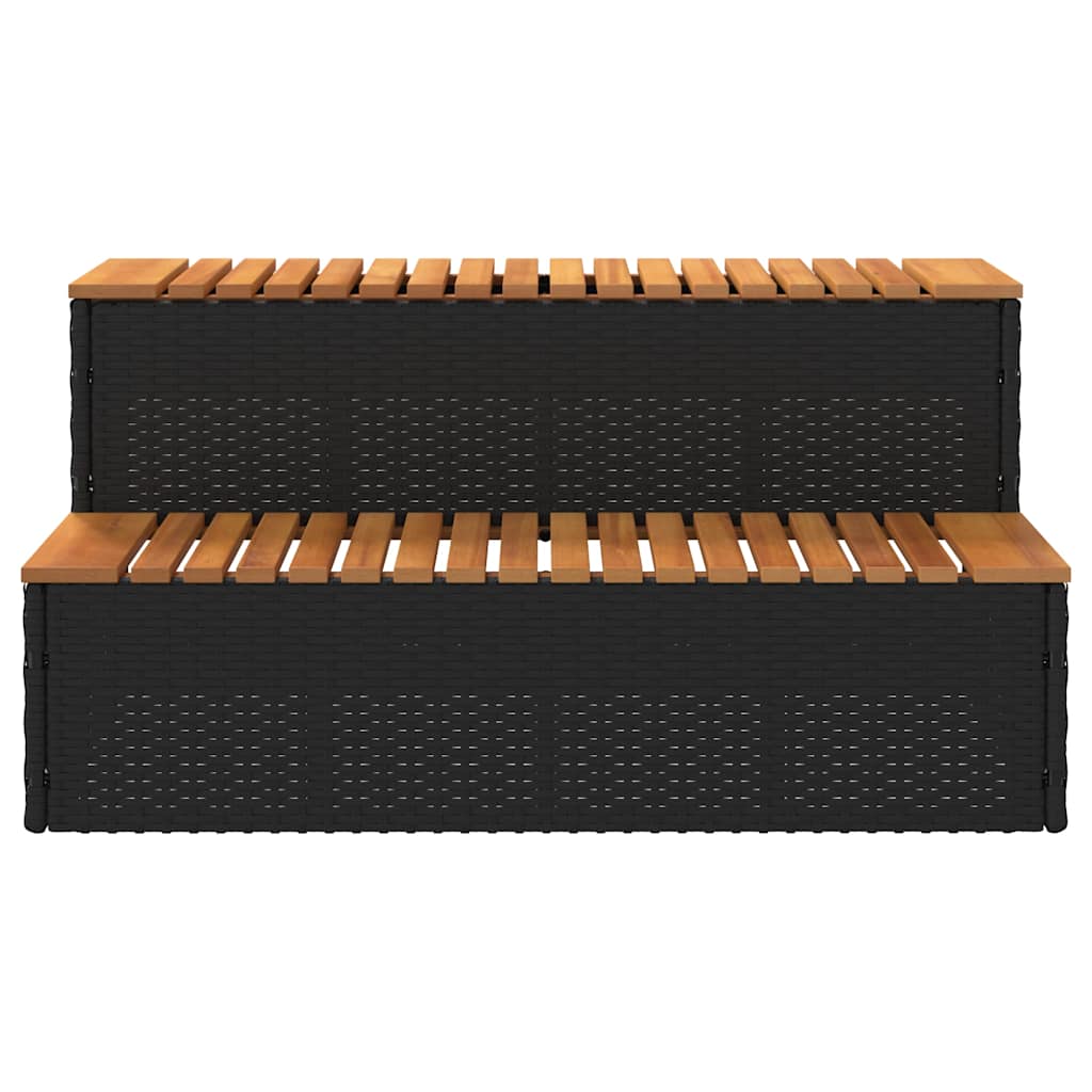 Step for hydromassage 100x50x50.5 cm PE and solid acacia black