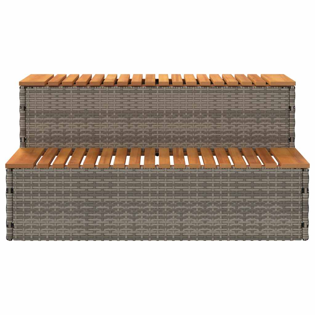 Step for hydromassage 100x50x50.5 cm PE and solid acacia gray