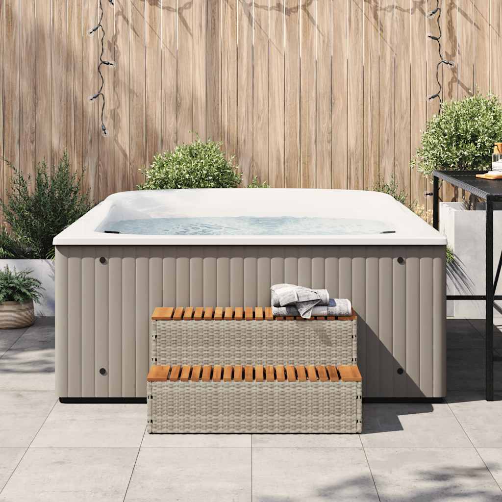 Step for hydromassage 100x50x50.5 cm PE and solid acacia