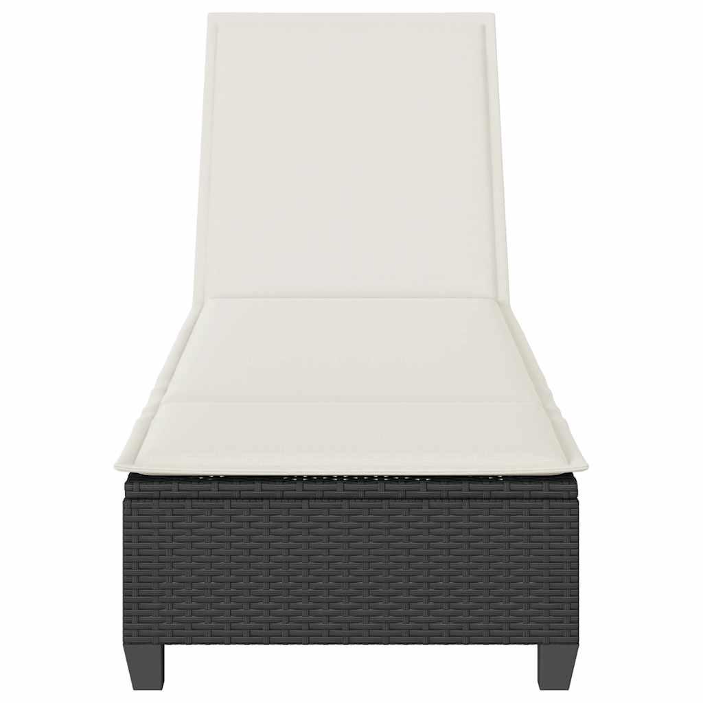 Espreguiçadeira com almofadas 55x200x25,5cm vime PE preto