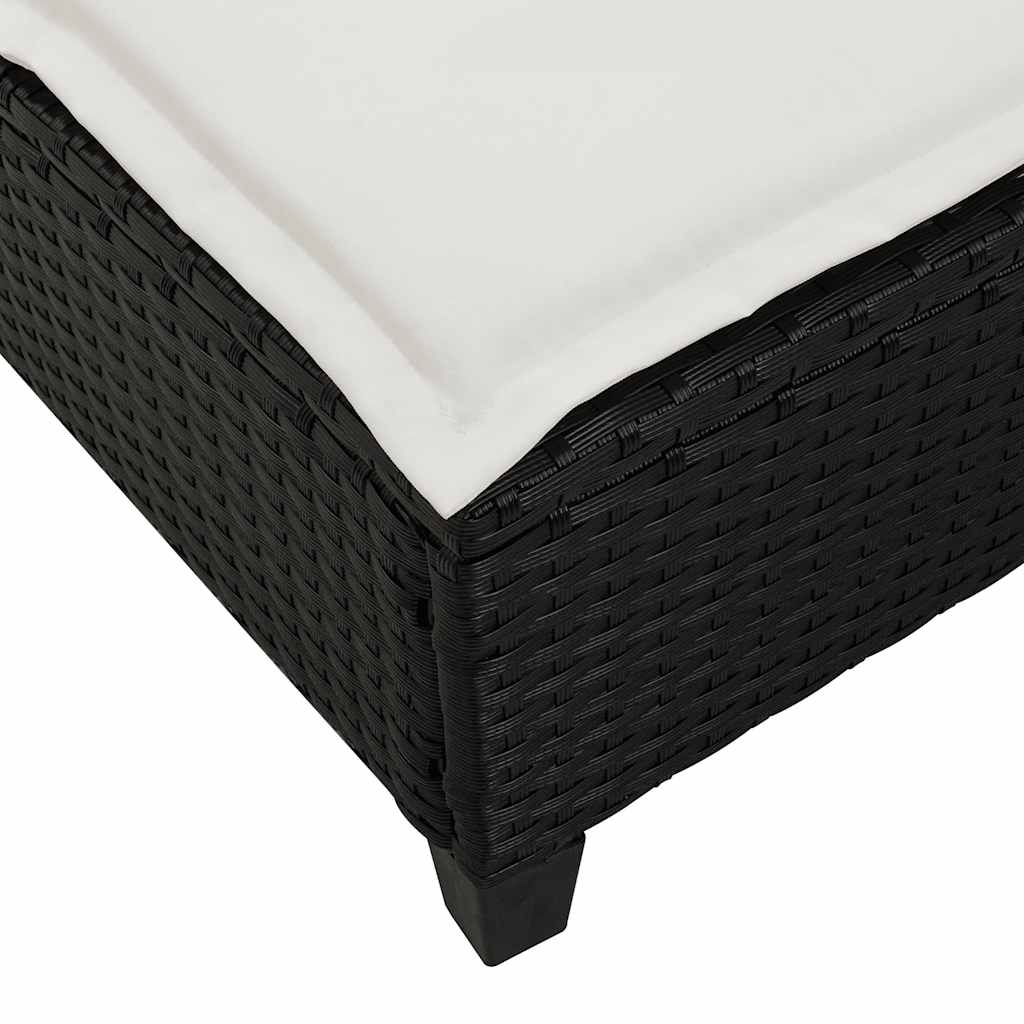Espreguiçadeira com almofadas 55x200x25,5cm vime PE preto