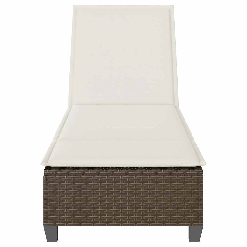 Sun lounger with cushions 55x200x25.5cm brown PE wicker