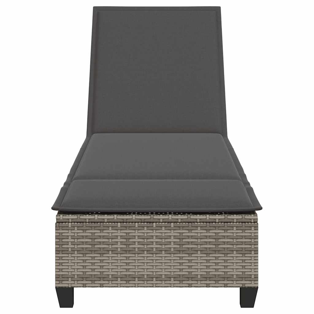 Sun lounger with cushions 55x200x25.5cm grey PE wicker