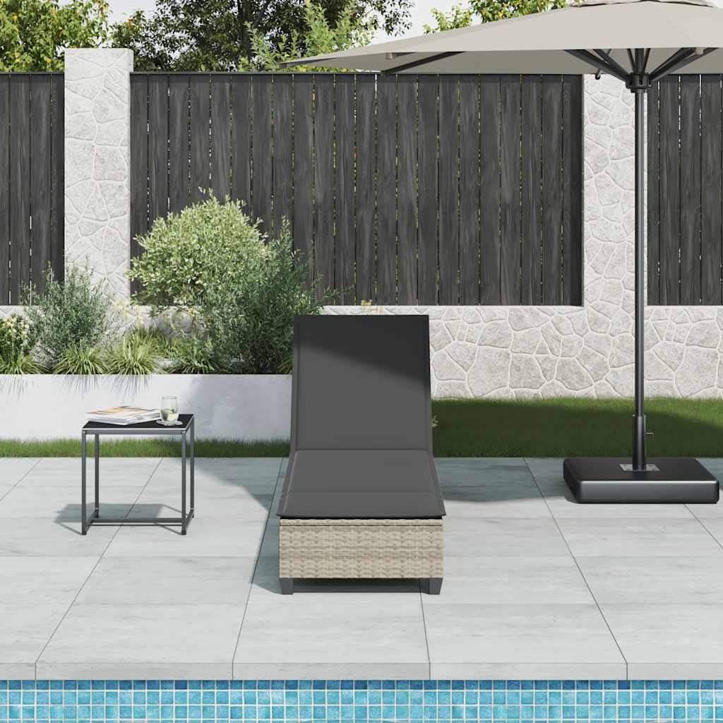 Sun lounger with cushions 55x200x25.5cm PE wicker