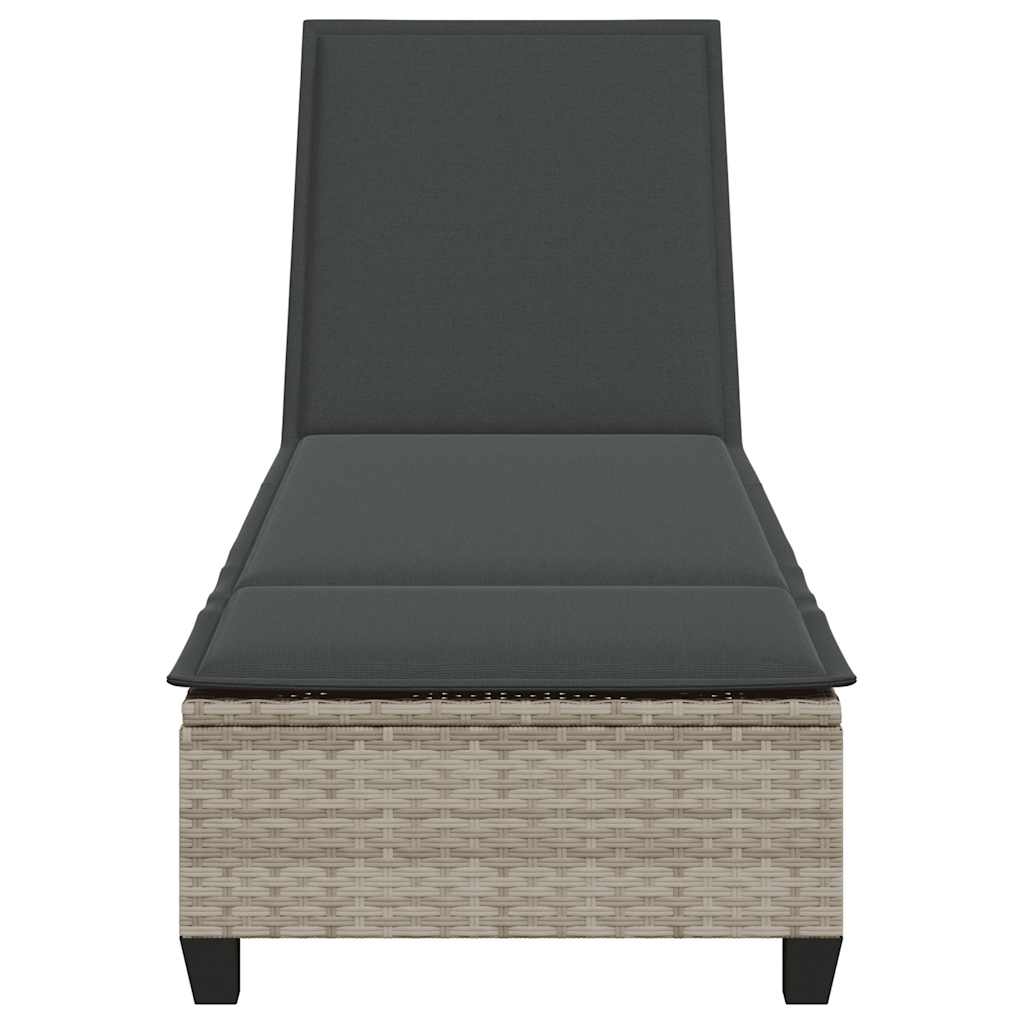 Sun lounger with cushions 55x200x25.5cm PE wicker
