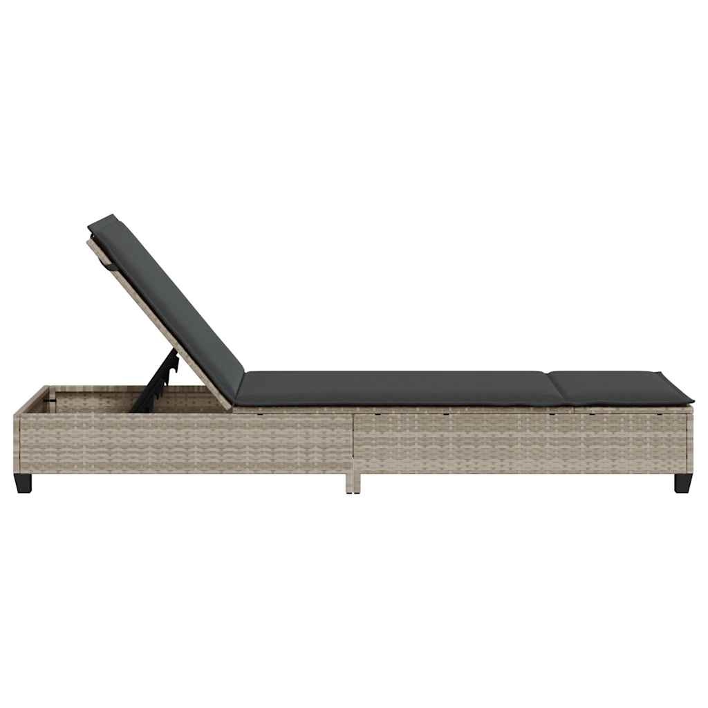 Sun lounger with cushions 55x200x25.5cm PE wicker