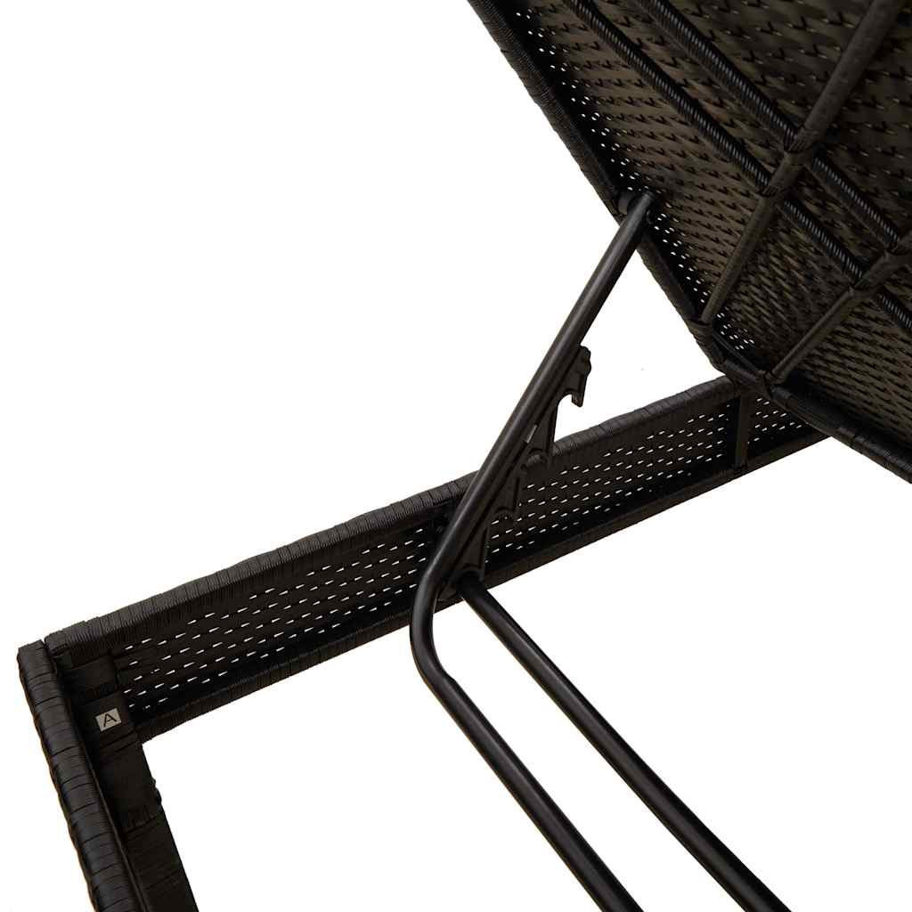 Sun lounger with cushion 55x200x44 cm black PE wicker