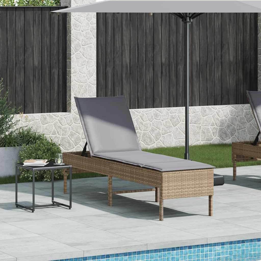 Espreguiçadeira com almofadão 55x200x44cm vime PE bege