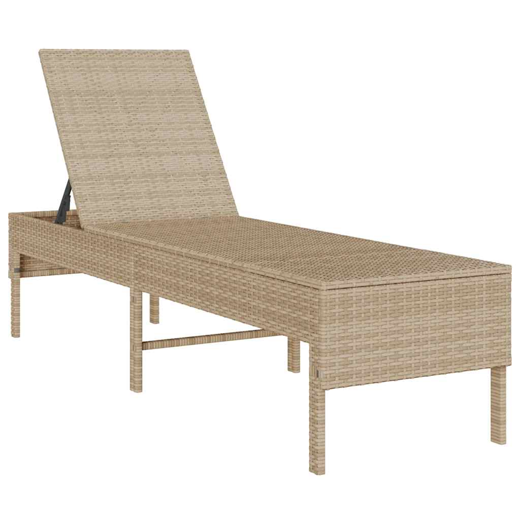 Espreguiçadeira com almofadão 55x200x44cm vime PE bege
