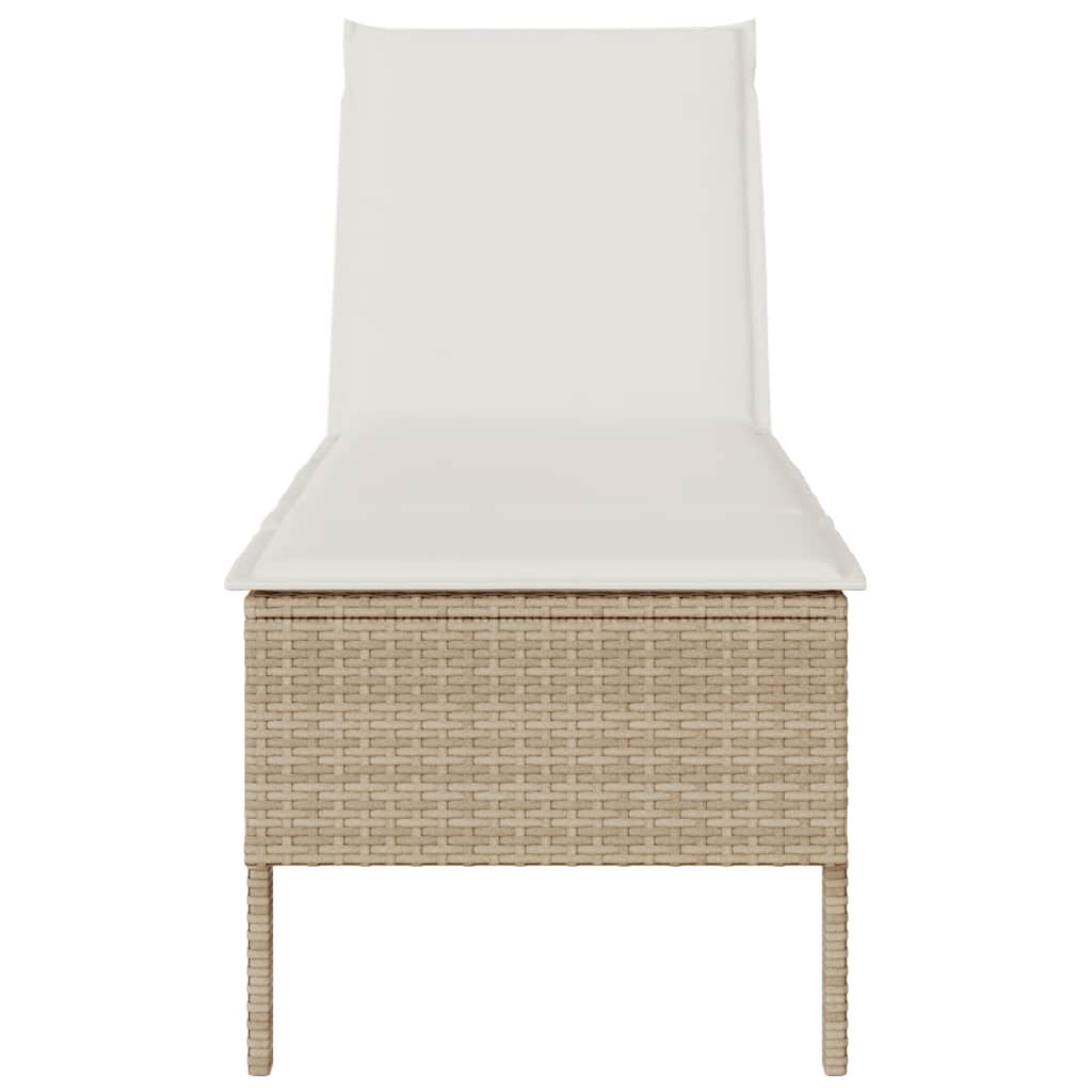 Espreguiçadeira com almofadão 55x200x44cm vime PE bege