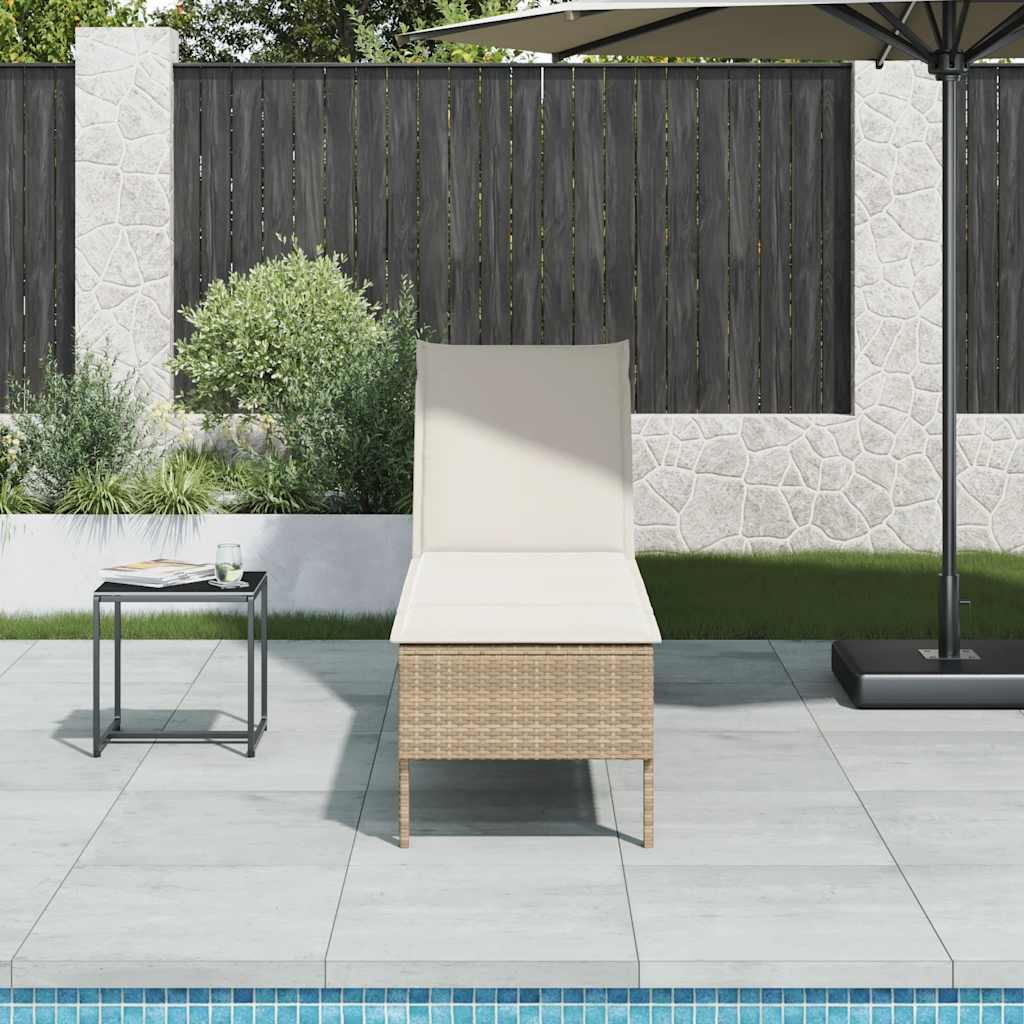 Espreguiçadeira com almofadão 55x200x44cm vime PE bege